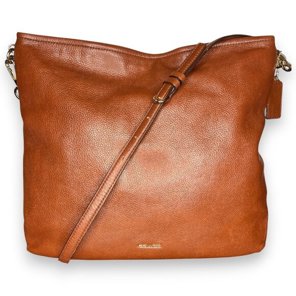Coach Edie 31 Pebbled Leather Shoulder Bag Brown Gold Hardware Style 27858 - Picture 1 of 11